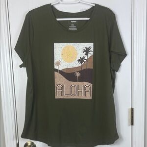 Sonoma Army green short sleeved tee shirt size XXL. Aloha on front. Crew neck